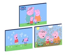 PEPPA and GEORGE PIG SET OF 3 WALL ART PLAQUES/CANVAS PICTURES