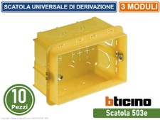 10 PEZZI BTICINO SCATOLA DI DERIVAZIONE RETTANGOLARE DA INCASSO 503E 3 MODULI
