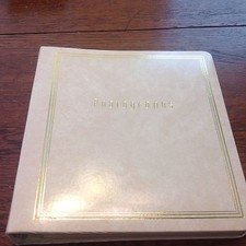 VTG TOP GRAIN COWHIDE LEATHER PHOTO ALBUM GOLD TRIM NEW NEVER USED