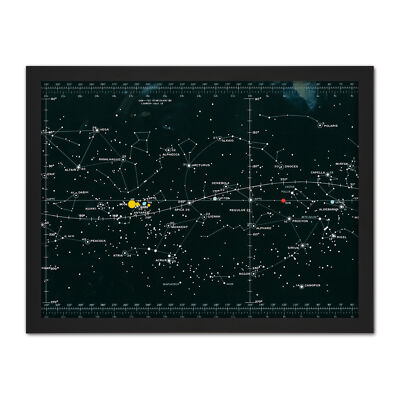 Space CSM-TEC Apollo 11 Star Chart Map Galaxy Framed Wall Art Print 18X24 In