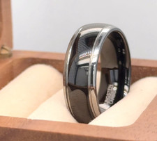 High Polished Black Tungsten Wedding Band 8mm Dome Ring Mens Womens Wedding Ring