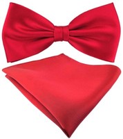 Seidenfliege + Tigertie Satin Einstecktuch In Uni Verkehrsrot - 100% Reine Seide