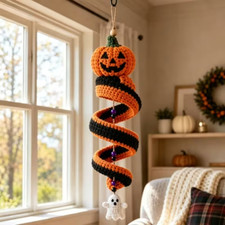 Halloween Crochet Ghost Hanging Decoration Handmade Fall Door