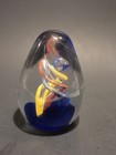 Blue Orange And Yellow Twisted Pattern Egg Shaped Art Glass Paperweight — photo 2