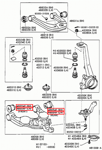 Genuine Toyota Prado VZJ95 VZJ90 Tacoma RZN161 Front Lower Control Arm Bush Kit - Picture 7 of 11