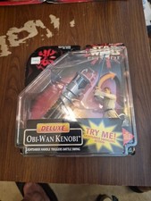 Star Wars Episode 1 Obi Wan Kenobi Deluxe Lightsaber swinging Action Hasbro New