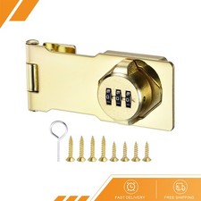 Household Cabinet Password Lock Hasp Lock Latch with 3 Digit Password Gold
