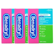 3 PACK BENADRYL Extra Strength Itch Stopping Anti-Itch Cream 1 oz Exp 04/2026