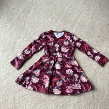 TEA COLLECTION DRESS, LIKELY 3-4 BUT NO SIZE TAG, COTTON PULLOVER,FLORAL/ BIRDS