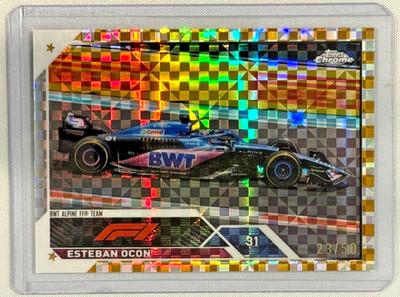 2023 Topps Chrome Formula 1 F1 #31 ESTEBAN OCON Gold Checker Flag X-fractor /50