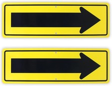 2-Pack Large Arrow Symbol Sign,for Indoor or 18'' x 6'', Reflective Yellow
