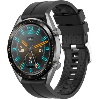 Hochwertiges Silikon Armband für Huawei Watch GT2 46 mm, 22 mm, Schwarz