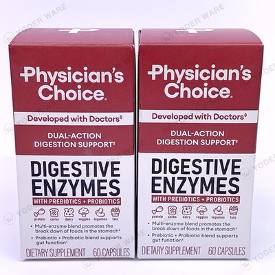 2-Pack Physician's Choice Digestive Enzyme Blend Pre + Probiotics -120 Capsules