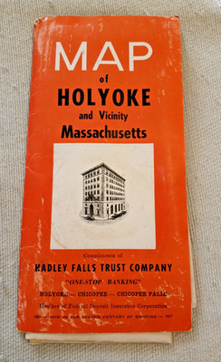 Holyoke and Vicinity Massachusetts 1957 Street Road City Map Hadley Trust