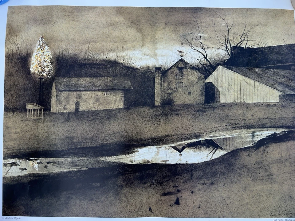 Last Light de Andrew Wyeth Impresión Paisaje Offset Museo de Jacksonville 24"x32" Foto 2 de 4