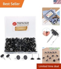 Push Pins 200-count Flat Black Thumb Tacks Steel Point and Plastic Head for C...