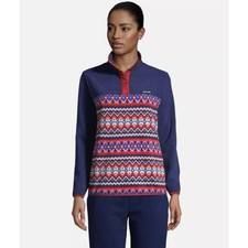 Lands End Top Childs Large 14-16 Heritage Fleece Chevron Fairisle Pattern