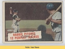 1961 Topps Baseball Thrills Harvey Haddix Pitches 12 Perfect Innings READ 0j2