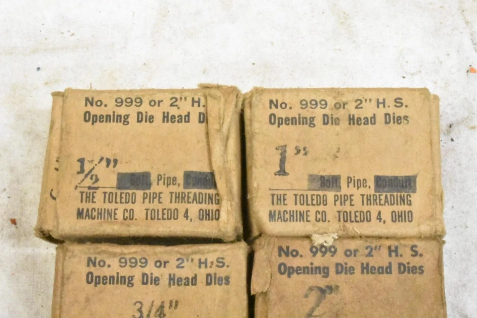 4 NOS Sets of Toledo Bolt Pipe Threading Dies 1/2" 3/4" 1" & 2" - Image 2 of 4