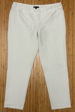 EILEEN FISHER Pants Stretch Pull-On Boho Ankle Crop Off White Sz L -Made in USA