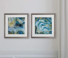 Wexford Home Touch of Gold Agate -2 Piece Set Art Print, 16X16, Silver