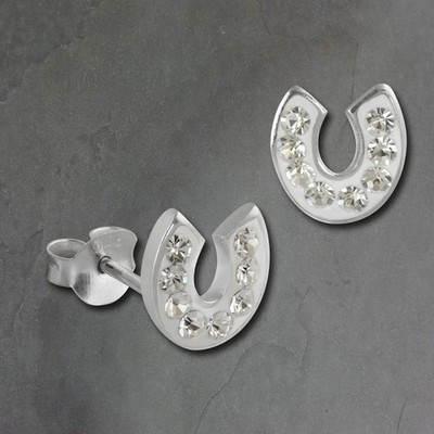 SilberDream Damen Ohrringe Hufeisen Zirkonia weiß Ohrstecker 925 Silber GSO603W