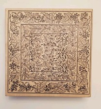 Magenta Floral Flowers Leaf Leaves Vines Frames Collage Square wood Rubber Stamp