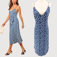 Reformation Dietrich Blue Floral Crepe Midi Dress 2