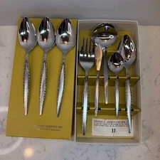 5 Piece Venetia Hostess Serving Set Oneida Community Stainless + 3 Extra Spoons
