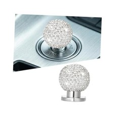 Bling Car Push Start Button Cover, Rhinestone Round Ball Vehicle Joystick White