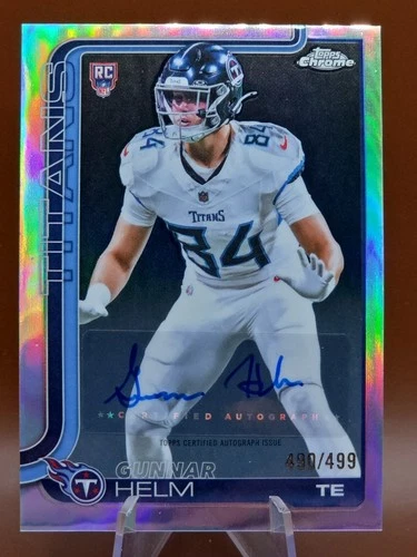 2025 Topps Chrome Football Gunnar Helm #RA-GH (AU,RC) Refractor 490/499
