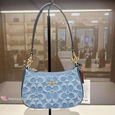 NWT Coach CDQ25 Teri Mini Crossbody Bag In Signature Denim Gold/Indigo