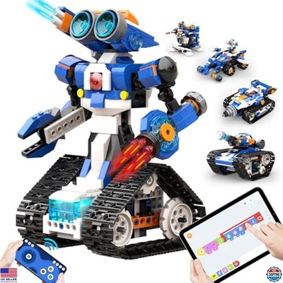 6-in-1 STEM Robot Building Kit, Remote Control Coding Toy for Kids Ages 7-12