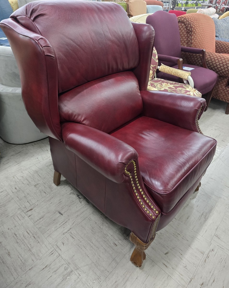 LA-Z-Boy 100% Leather Recliner Burgundy Wingback Designer's Choice