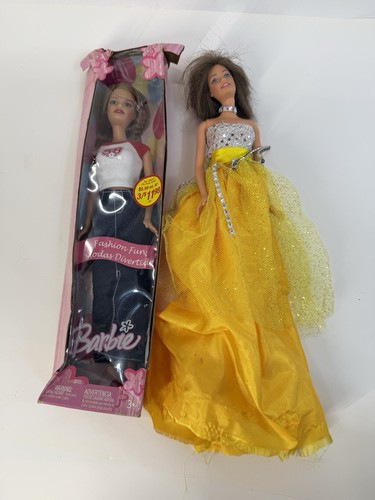 Mattel City Styles Barbie Doll Fashion Fun 58 Tee & Yellow Sparkly Gown