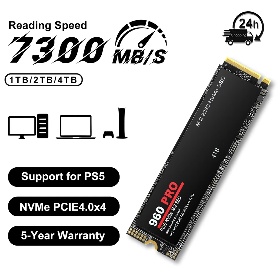 960 PRO 1TB 2TB 4TB Gaming SSD für PCIe Gen 4.0 M.2 NVMe Interne Festplatte - Bild 4 von 4