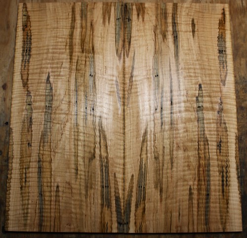Curly spalted ink line maple drop top .40" thk guitar bass tonewood 2708 - Picture 9 of 14