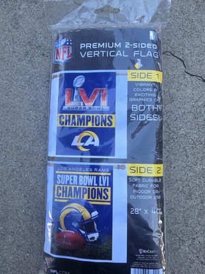 Super Bowl 56 LVI Champions Los Angeles Rams 28 X 40 Double Sided Vertical Flag