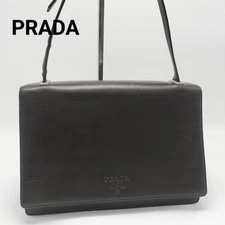 Prada Leather Shoulder Bag Dark Brown All-Leather Authentic Excellent Condition