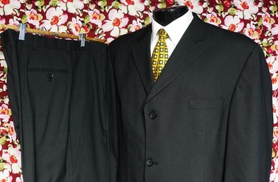 Enterprise Haggar Pinstripe Suit Black 46R