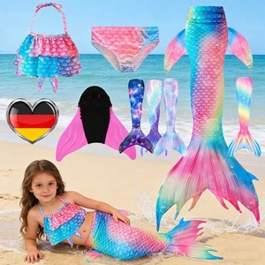 Kinder Mädchen Meerjungfrau Schwanzflosse Mermaid Monoflosse f Mermaid Badeanzug