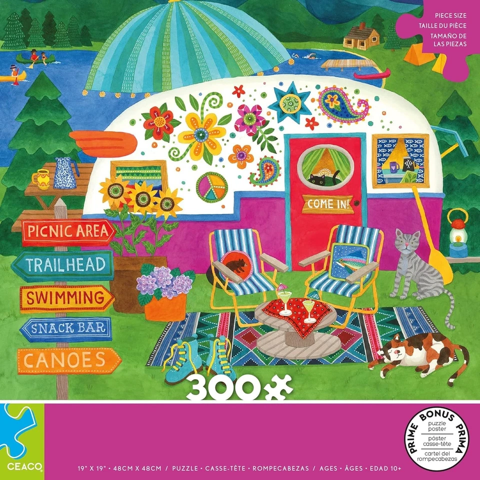 Happy Camper - Lake Camper - Oversized 300 Piece Jigsaw Puzzle - Image 3 of 4