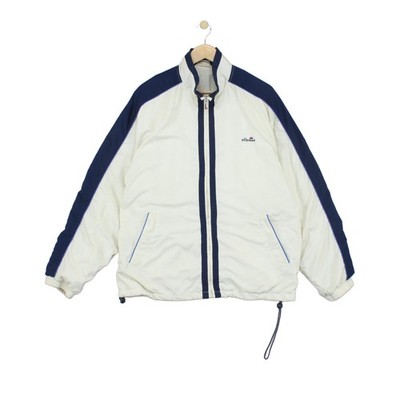 Vintage Ellesse Trainingsjacke Herren Größe L Creme 80er Freizeit Retro