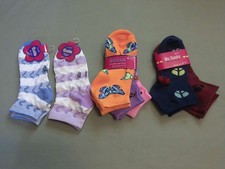 7 Pair Ladies Ankle Novelty Socks Size 9-11 Butterflies, Peace Signs, Stripes