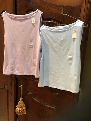 Two GAP Boat Neck Women s Boat Neck Tank Tops Lg. Violet & Sky Blue