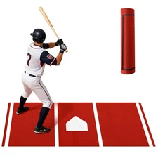 Batting Stance Practice Mat Baseball and Softball Hitting Mat red 9.8x3.8ft