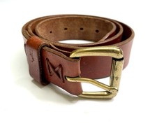 Polo Ralph Lauren Mens Casual Brown Genuine Leather Brass Buckle Belt 34
