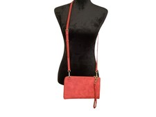 Red Crossbody Wristlet Purse With Adjustable Strap  Zipper Compartment