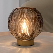 Battery Operated Lamp with Timer, Small Glass Table Lamp, Decorative Cordless...