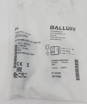 BALLUFF BES02KF BESM18ML-PSC12E-S04G-W Inductive Sensor BES02KF 10-30VDC
